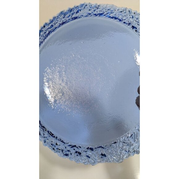 Fire & Light Style Blue Recycled Glass Lunch Plate Textured Rim - Picture 10 of 10